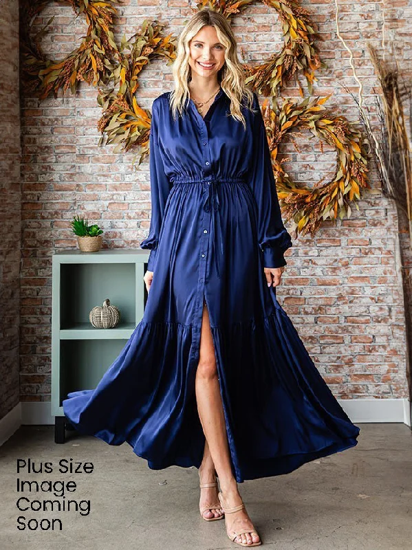Carmella Plus Size Satin Maxi Dress Comfortable Maxi Dress with Belt