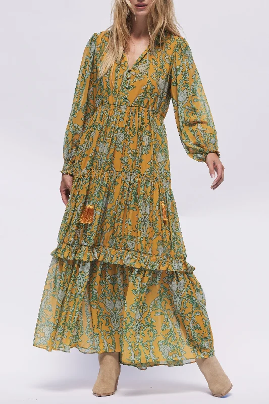 Elizabeth Tiered Maxi Dress Chic Button-Up Maxi Dress
