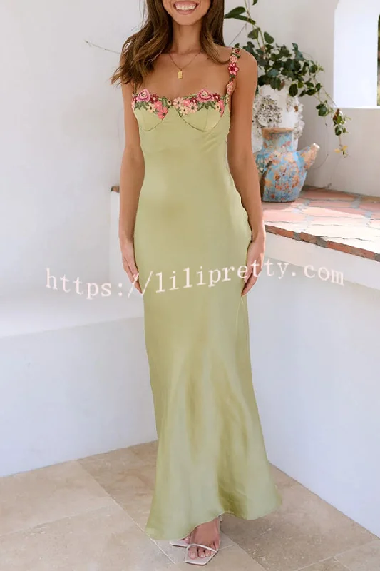 Lilipretty Endless Love Satin Embroidered Flower Trim Strap Maxi Dress Stylish Long Sleeve Maxi Dress Lilipretty Endless Love Satin Embroidered Flower Trim Strap Maxi Dress Stylish Long Sleeve Maxi Dress