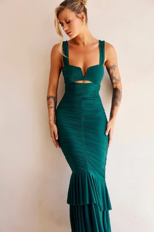 Eternal Muse Maxi Dress - Forest Green Fashionable Halter Neck Maxi Dress