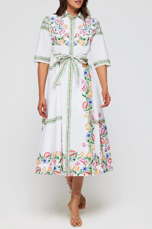 Francesca Collared Belted Maxi Dress Comfortable Fit-and-Flare Maxi Dress