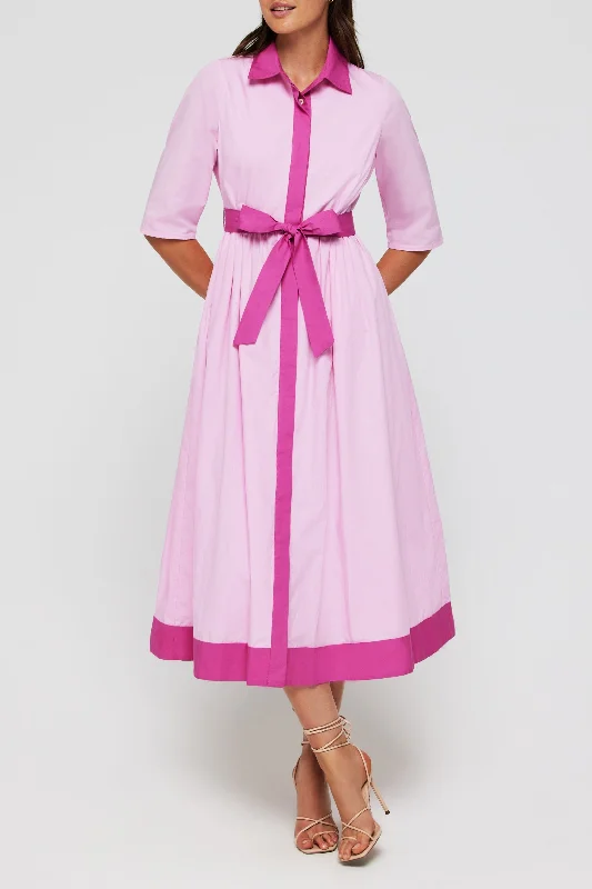 Francesca Collared Belted Maxi Dress Elegant Lace-Up Maxi Dress