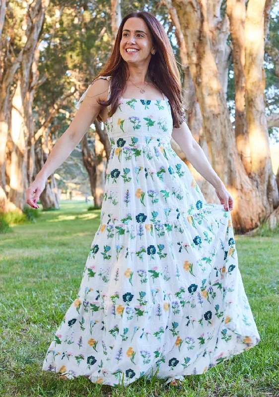 Freya Embroidered Maxi Dress (Women) Stylish Longline Maxi Dress