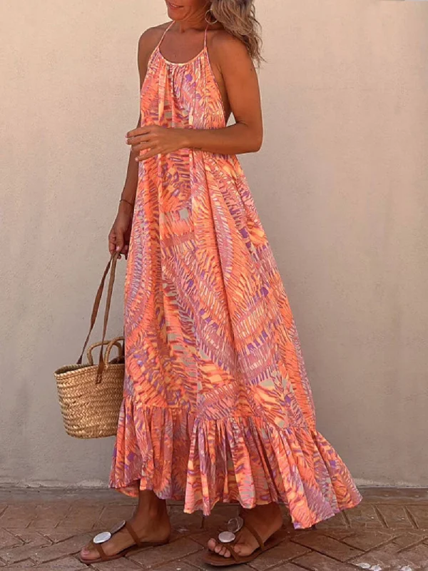 Golden Times Ethnic Print Graceful A-line Vacation Maxi Dress Fashionable High-Low Maxi Dress Golden Times Ethnic Print Graceful A-line Vacation Maxi Dress Fashionable High-Low Maxi Dress