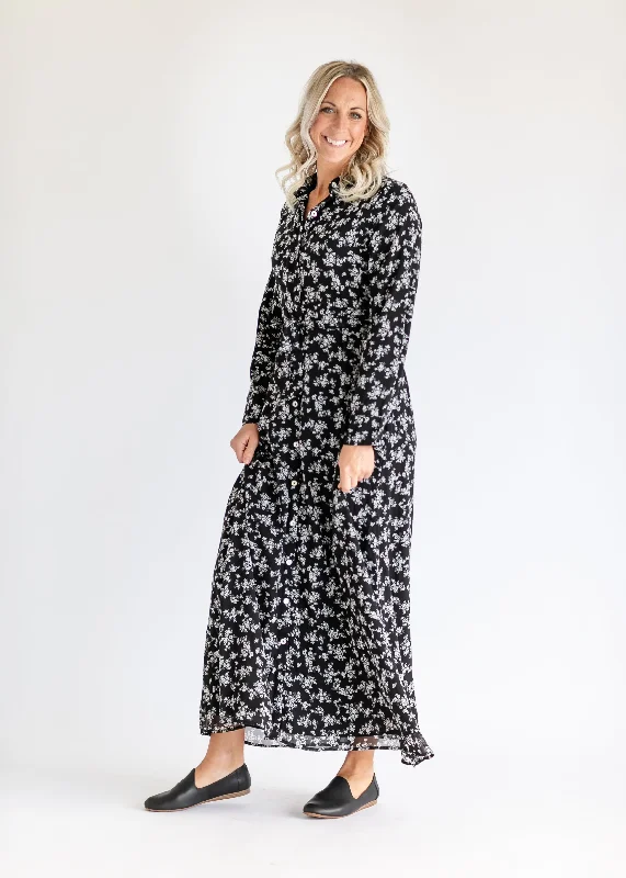 Gracelyn Button Up Maxi Dress Comfortable Maxi Dress with Slits