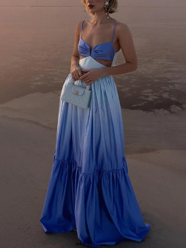 Gradient Color Print Cutout Graceful Waist Tiered Maxi Dress Stylish Button-Up Maxi Dress Gradient Color Print Cutout Graceful Waist Tiered Maxi Dress Stylish Button-Up Maxi Dress