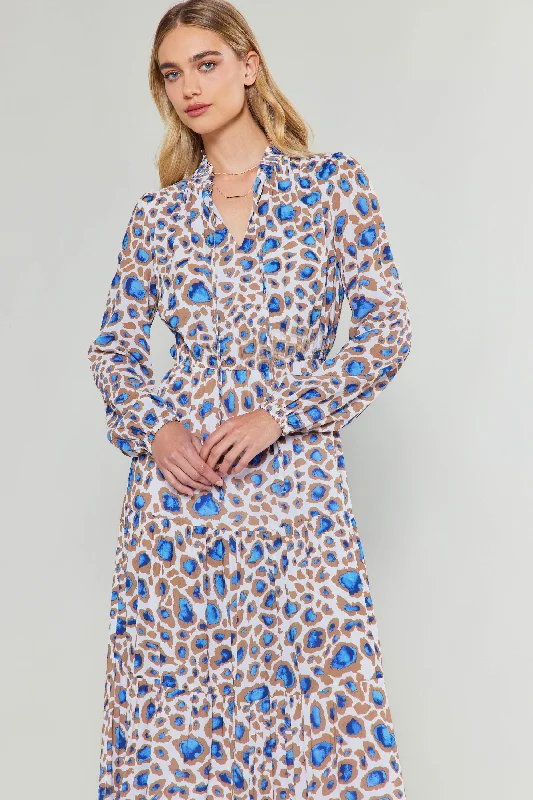 Sapphire Cenote Print Maxi Dress Elegant Maxi Dress with Lace