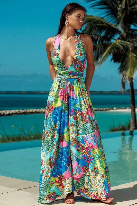 LA COSTA - Convertible Maxi Dress • Multicolor Comfortable T-Shirt Maxi Dress