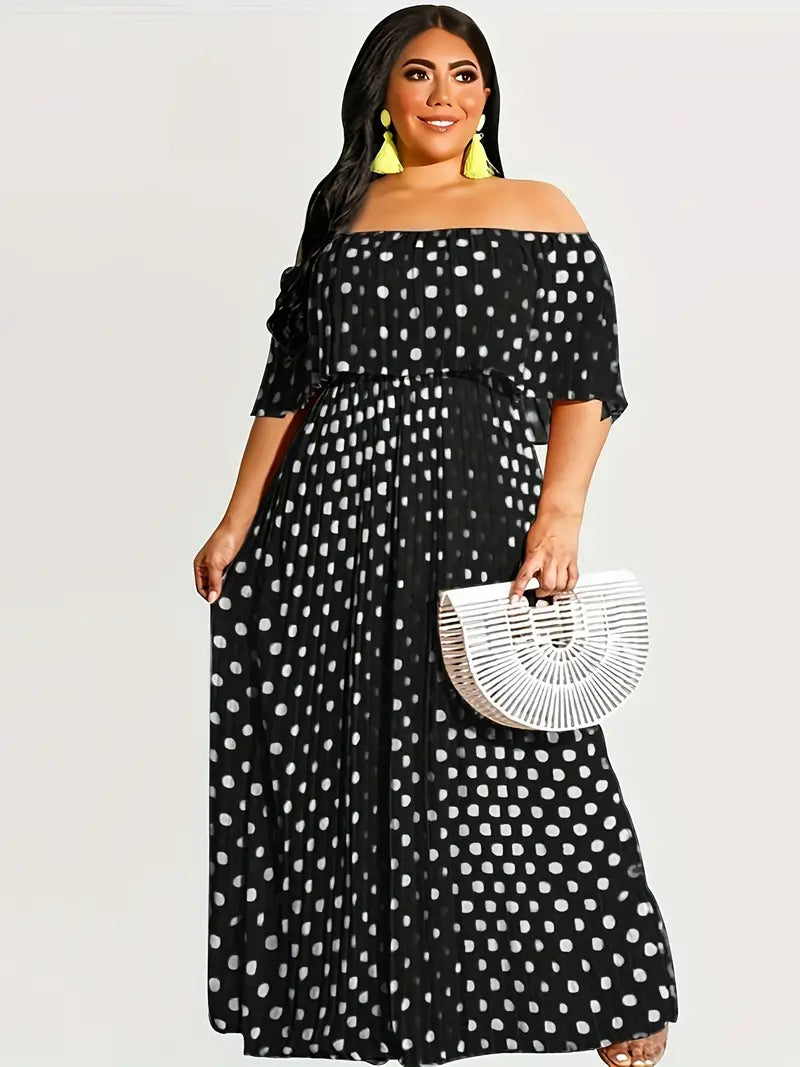 Laramie Plus Size Pleated Chiffon Maxi Dress Comfortable Bohemian Maxi Dress