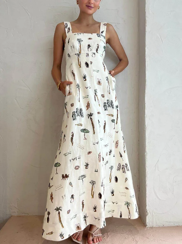 Personalized Graffiti Suspender Charming Sexy Backless Maxi Dress Fashionable Button-Down Maxi Dress Personalized Graffiti Suspender Charming Sexy Backless Maxi Dress Fashionable Button-Down Maxi Dress