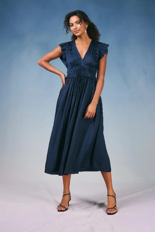 Mara Pleated Maxi Dress Stylish Maxi Dress with Frills
