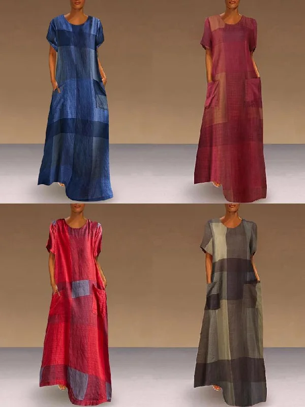 Print Round Neck Short Sleeve Floral Women Maxi Dress Fashionable Sleeveless Maxi Dress