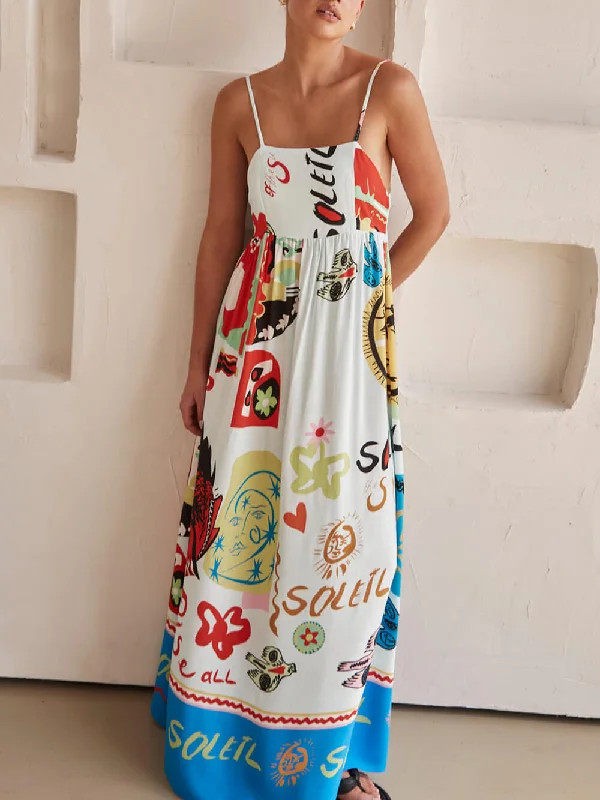 Refined Sensation Satin Charming Unique Print Maxi Dress Fashionable Sleeveless Maxi Dress Refined Sensation Satin Charming Unique Print Maxi Dress Fashionable Sleeveless Maxi Dress