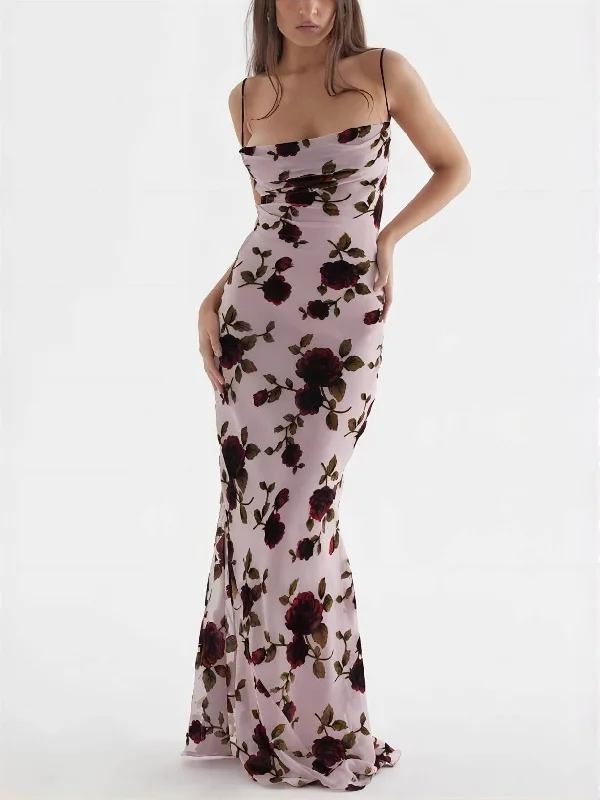 Rose Backless Stylish Maxi Dress Elegant Lace Maxi Dress