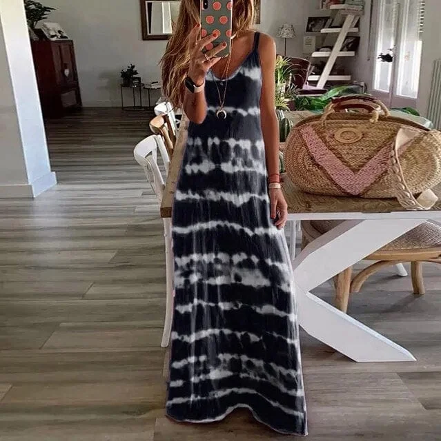Sleeveless Casual Loose Maxi Dress Cozy Maxi Dress with Slit