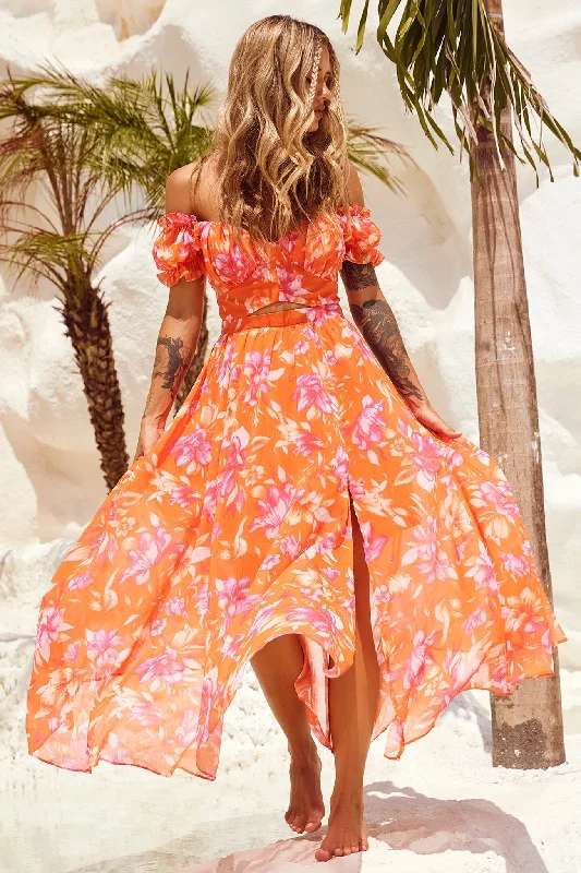 Sundrenched Maxi Dress - Red Multi Fashionable Sleeveless Maxi Dress