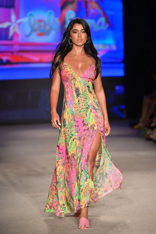 VICE CITY - Bralette Side Slit Maxi Dress • Multicolor Runway Elegant Velvet Maxi Dress VICE CITY - Bralette Side Slit Maxi Dress • Multicolor Runway Elegant Velvet Maxi Dress