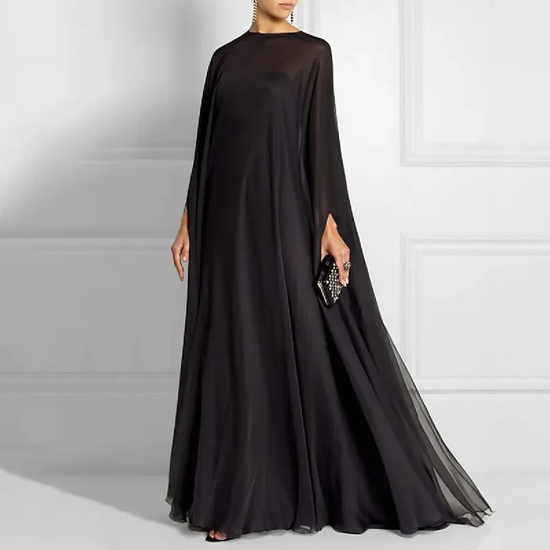 Zjkrl - Female Elegant Party Black Simple Two Pieces Inner Slip Dress+See Through Outer Cape Maxi Dresses For Women 2023 New Cozy Cold-Shoulder Maxi Dress Zjkrl - Female Elegant Party Black Simple Two Pieces Inner Slip Dress+See Through Outer Cape Maxi Dresses For Women 2023 New Cozy Cold-Shoulder Maxi Dress
