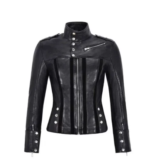 Biker Studded Italian Style Winter Black Jacket Oversized Jacket Tailored Jacket Straight Jacket