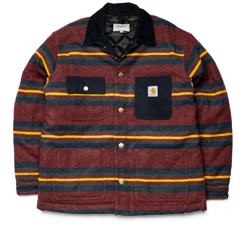 Carhartt WIP Oregon Jacket - Black Starco Stripe Denim Fabric Leather Fabric Suede Fabric Carhartt WIP Oregon Jacket - Black Starco Stripe Denim Fabric Leather Fabric Suede Fabric
