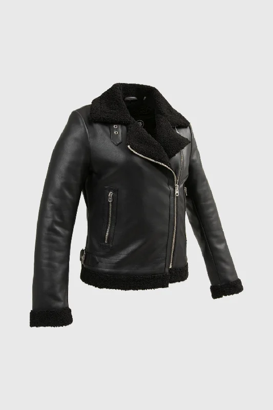 Chelsea - Women's Leather Jacket One-Shoulder Jacket Off-the-Shoulder Jacket Asymmetrical Jacket Chelsea - Women's Leather Jacket One-Shoulder Jacket Off-the-Shoulder Jacket Asymmetrical Jacket