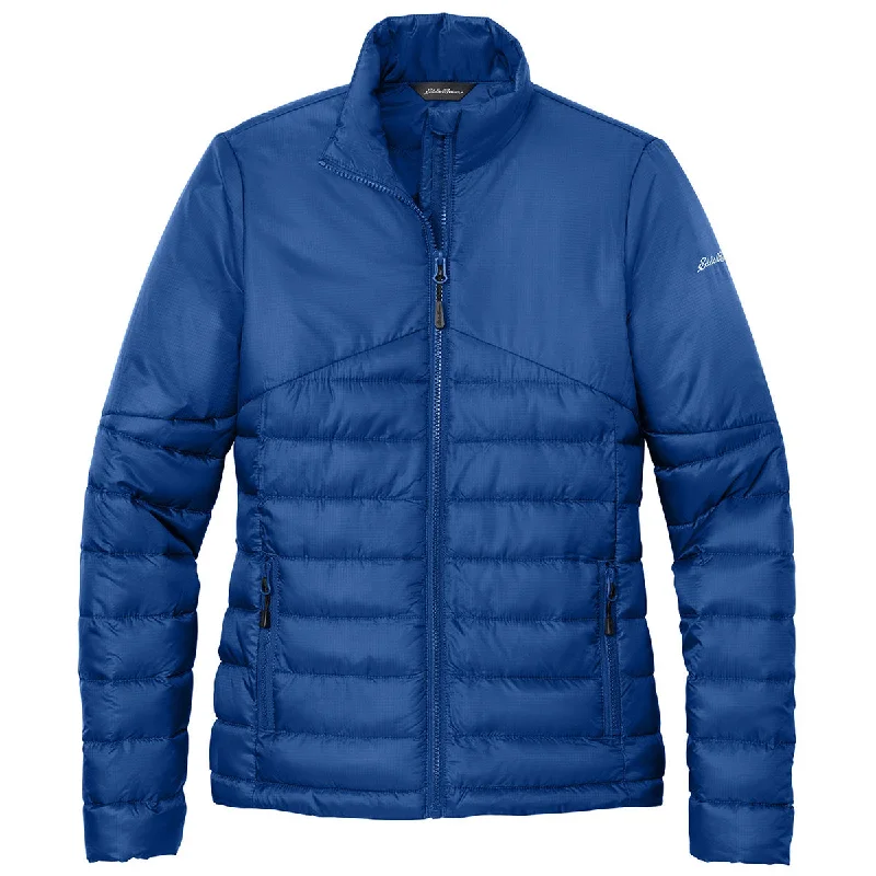 Eddie Bauer Women's Cobalt Blue Quilted Jacket Chenille Fabric Brocade Fabric Lace Fabric