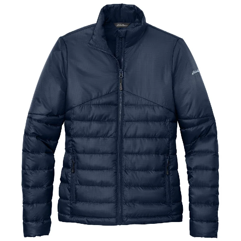 Eddie Bauer Women's River Blue Navy Quilted Jacket Fleece Jacket Down Jacket Feather Jacket