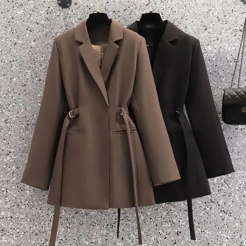 Getadme-Fashion Women Blazer New Lapel Brown Pocket Long Sleeve Loose Jacket Spring Autumn Designed Office Suits Coat Female Welt Pockets Slit Pockets Flap Pockets Getadme-Fashion Women Blazer New Lapel Brown Pocket Long Sleeve Loose Jacket Spring Autumn Designed Office Suits Coat Female Welt Pockets Slit Pockets Flap Pockets