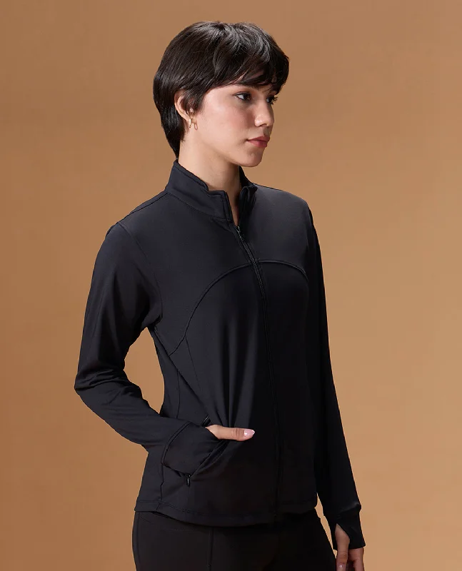 Gym Training Jacket in Second SKN Fabric Black Belted Jacket Elasticated Jacket Padded Jacket Gym Training Jacket in Second SKN Fabric Black Belted Jacket Elasticated Jacket Padded Jacket