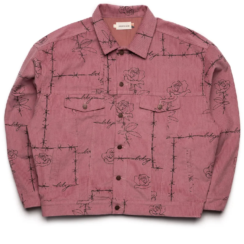 Honor The Gift Trucker Jacket - Mauve Cotton Fabric Linen Fabric Terry Fabric