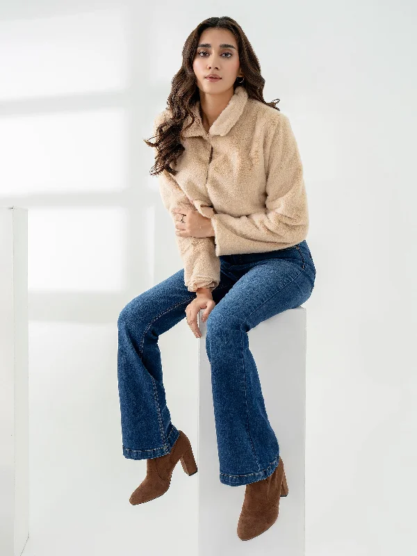 Fur Jacket Boat Neck Shawl Collar Notched Collar