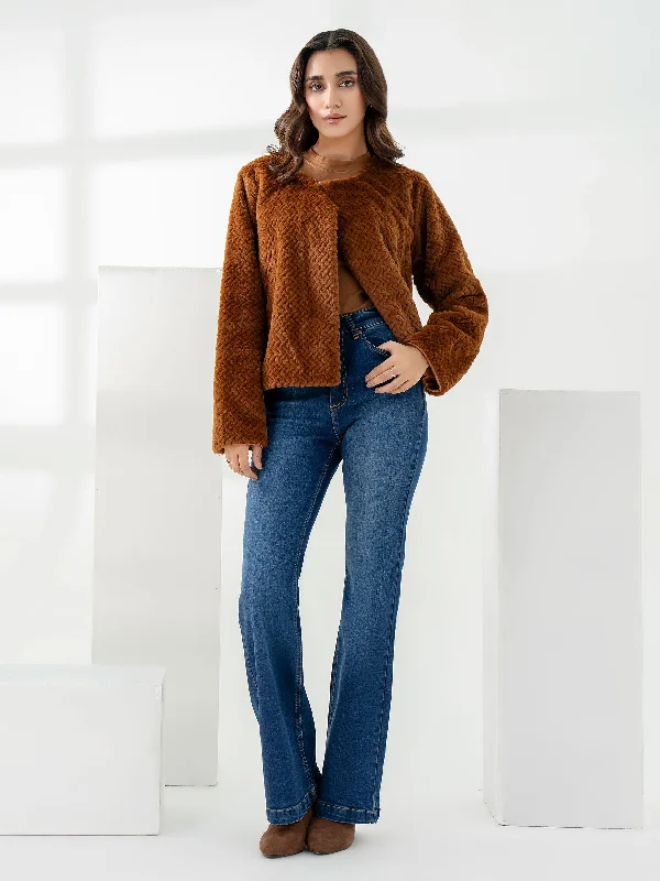 Patterned Fur Jacket Elasticated Jacket Padded Jacket Insulated Jacket