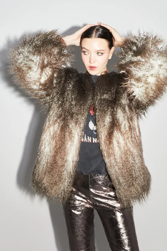 Imprevu Zephyr Tie And Dye Faux Fur Jacket Wool Jacket Cashmere Jacket Tweed Jacket