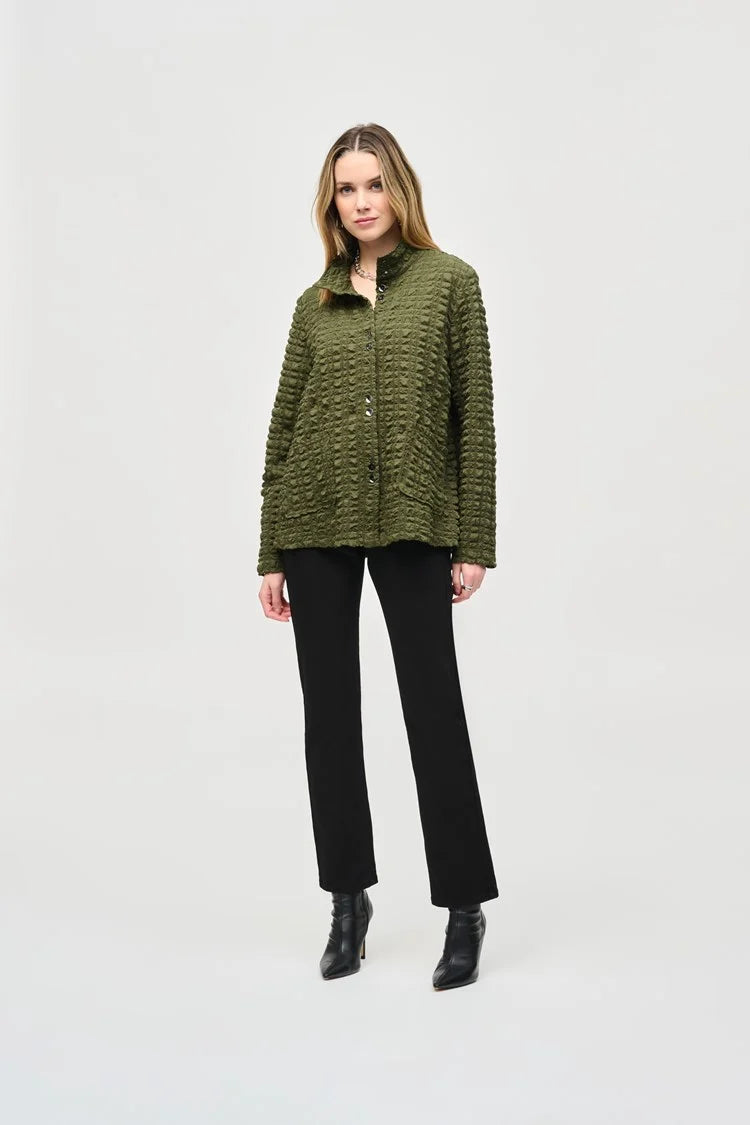 Joseph Ribkoff Iguana Bubble Jacquard Mock Collar Jacket V-Neck Jacket Boat Neck Jacket Square Neck Jacket