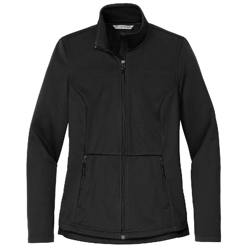 Port Authority Women's Deep Black Flexshell Jacket Embroidered Jacket Appliqued Jacket Beaded Jacket Port Authority Women's Deep Black Flexshell Jacket Embroidered Jacket Appliqued Jacket Beaded Jacket