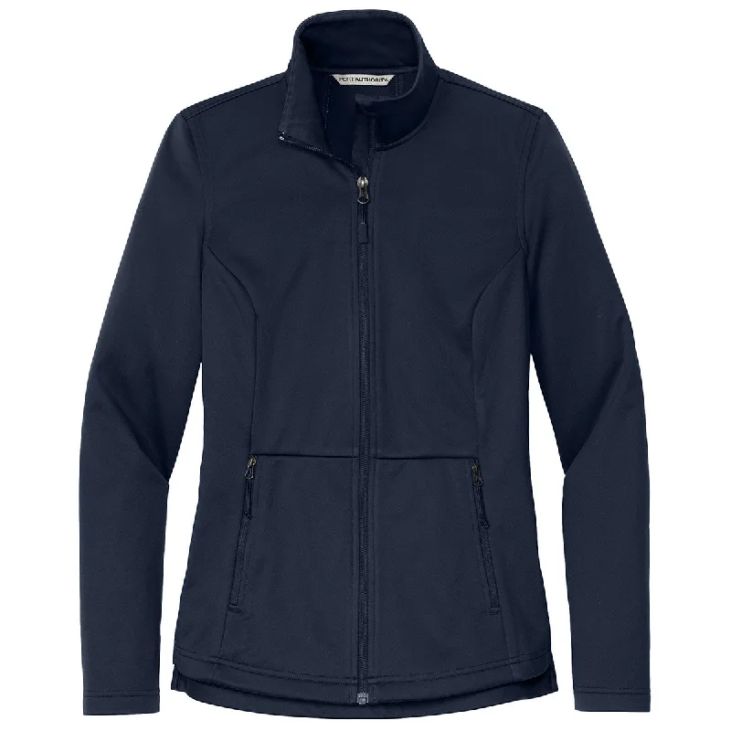 Port Authority Women's True Navy Flexshell Jacket Knit Jacket Woven Jacket Fleece Jacket