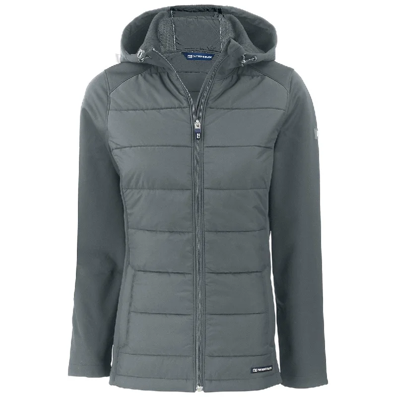 Cutter & Buck Women's Elemental Grey Evoke Hybrid Eco Softshell Recycled Full Zip Hooded Jacket Cotton Jacket Linen Jacket Terry Jacket Cutter & Buck Women's Elemental Grey Evoke Hybrid Eco Softshell Recycled Full Zip Hooded Jacket Cotton Jacket Linen Jacket Terry Jacket
