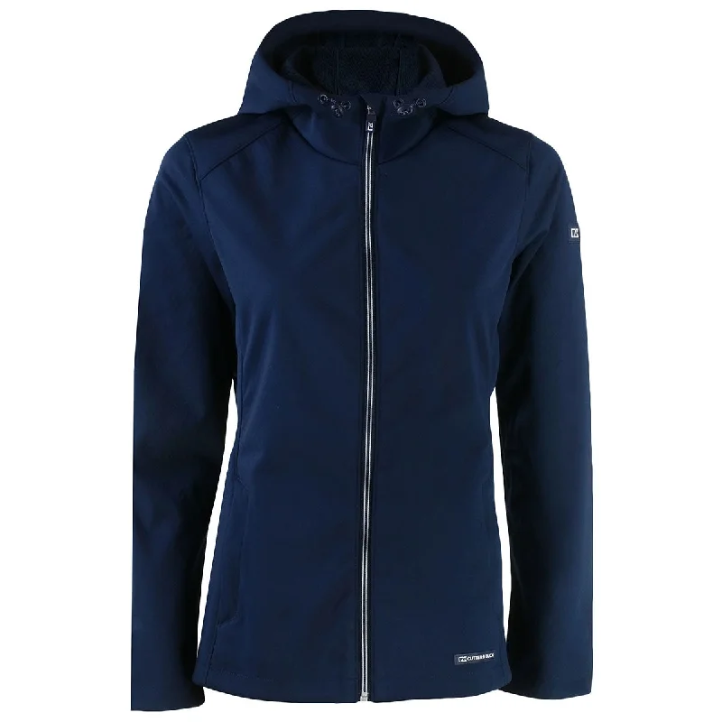 Cutter & Buck Women's Navy Blue Evoke Eco Softshell Recycled Full Zip Jacket Lace Jacket Ribbed Jacket Sequined Jacket
