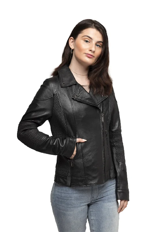 Lindsay - Women's Leather Jacket Nylon Jacket Polyester Jacket Spandex Jacket