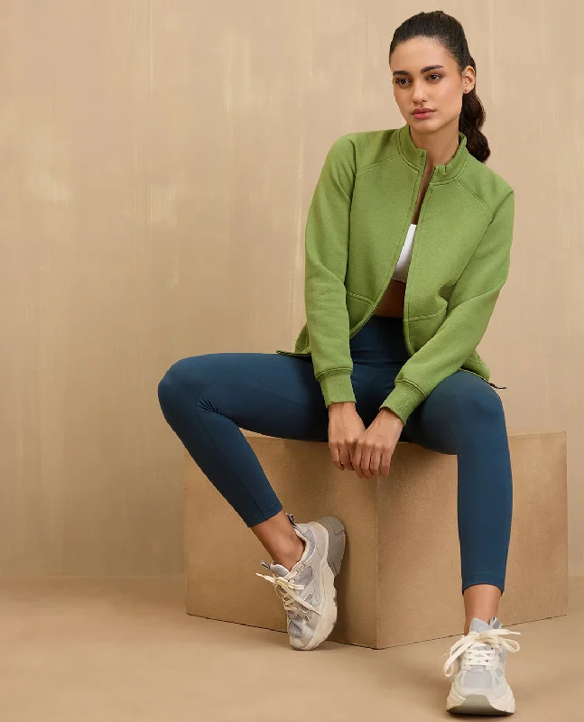 NYKD By Nykaa Cozy Fleece Zippered Jacket -NYLE704-Green Ribbed Jacket Pleated Jacket Ruffled Jacket