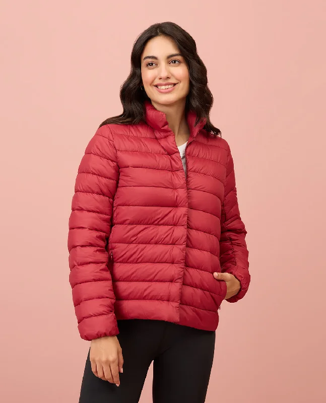 NYKD By Nykaa Ultra Light Weight Puffer Jacket with Inbuilt Bag (Set of 2)-NYAT405-Red Anorak Shell Jacket Lightweight Jacket NYKD By Nykaa Ultra Light Weight Puffer Jacket with Inbuilt Bag (Set of 2)-NYAT405-Red Anorak Shell Jacket Lightweight Jacket