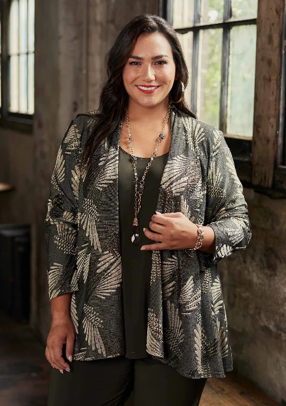 Bronze Shimmer Jacket Zippered Front Buttoned Front Snap Front