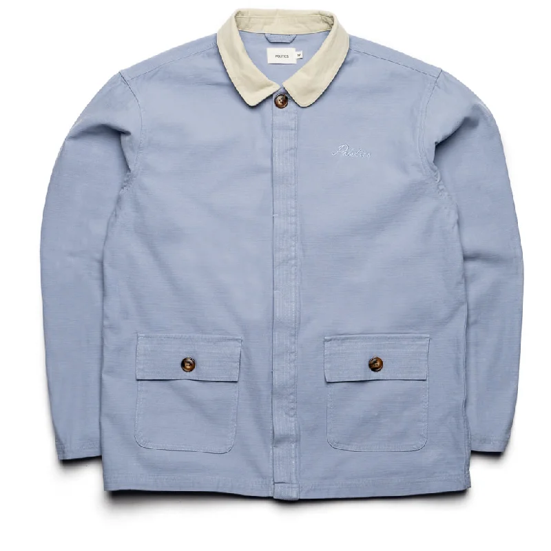 Politics Chore Jacket - Blue Ribbed Jacket Pleated Jacket Ruffled Jacket