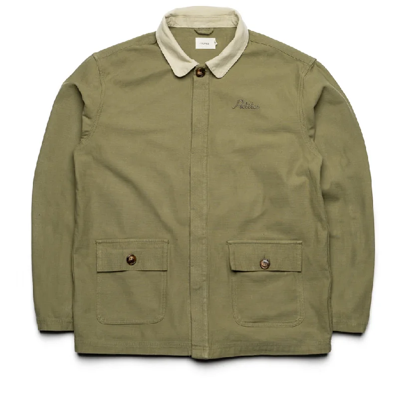 Politics Chore Jacket - Olive Nylon Fabric Polyester Fabric Spandex Fabric