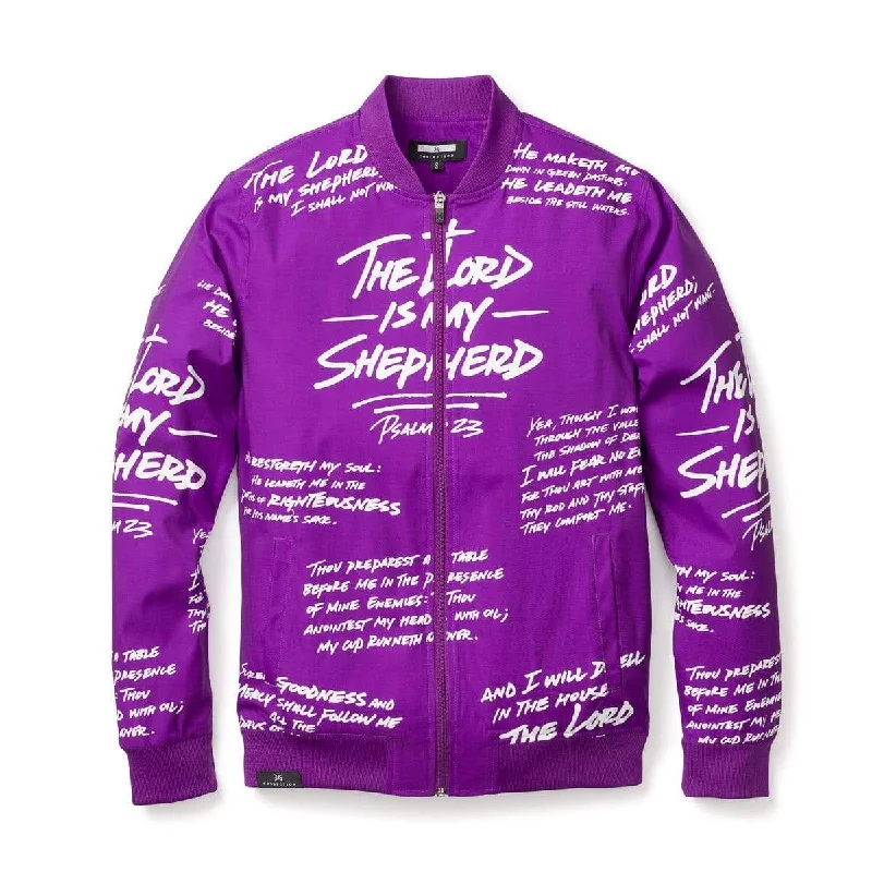 Psalm 23 Bomber Jacket - Purple Wool Jacket Cashmere Jacket Tweed Jacket