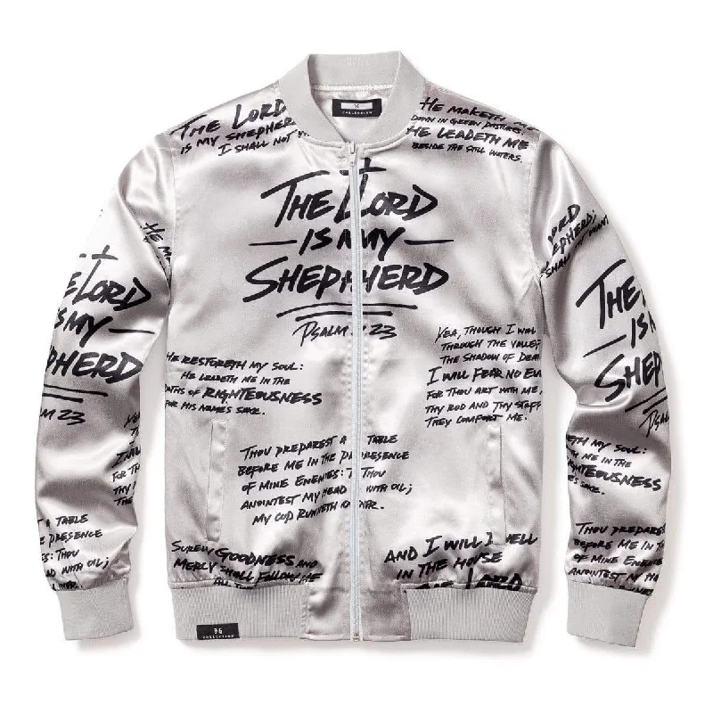 Psalm 23 Bomber Jacket - Platinum Mesh Jacket Canvas Jacket Denim Jacket
