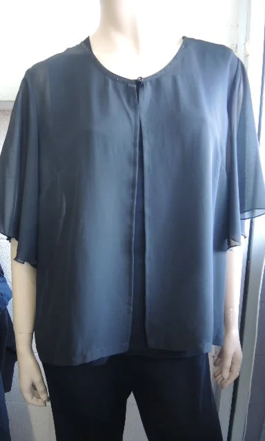 Vivid Chiffon Bolero Type Jacket Zippered Front Buttoned Front Snap Front