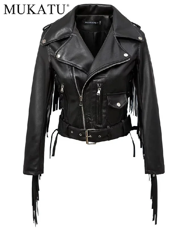 Women Autumn Motorcycle Faux Leather Jackets Mesh Jacket Canvas Jacket Denim Jacket
