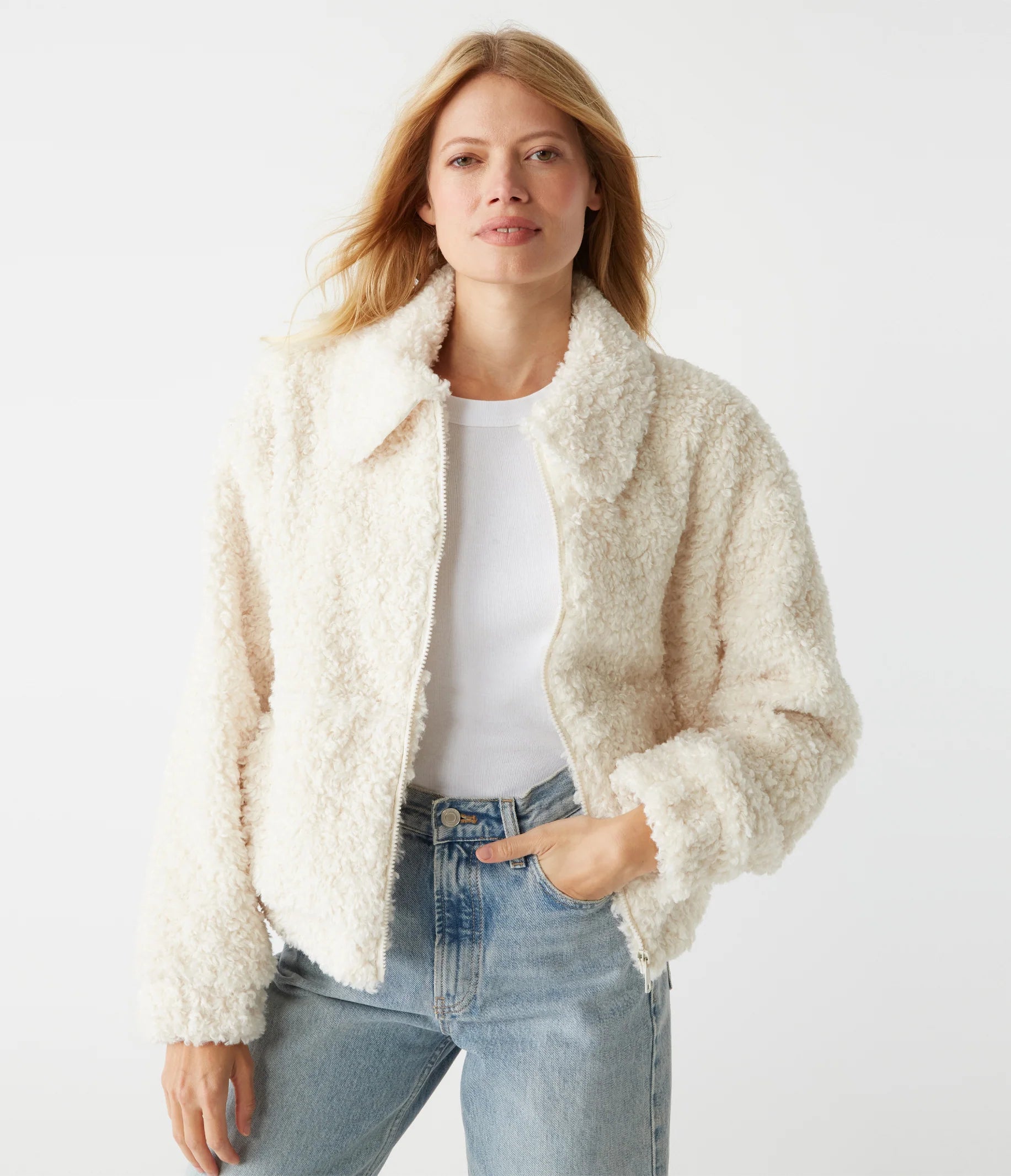 Ziggy Shaggy Shearling Jacket Ribbed Jacket Pleated Jacket Ruffled Jacket