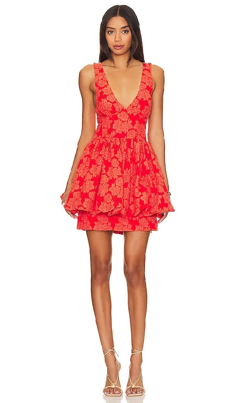 Aureta. Leighton Mini Dress in Orange Stylish Ribbed Mini Dress